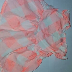 Carters pink/white check print sun dress ruffle sleeve cotton